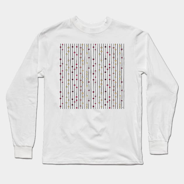 Geometric Line Art Pattern - Vertical Retro Sunrise Long Sleeve T-Shirt by monitdesign